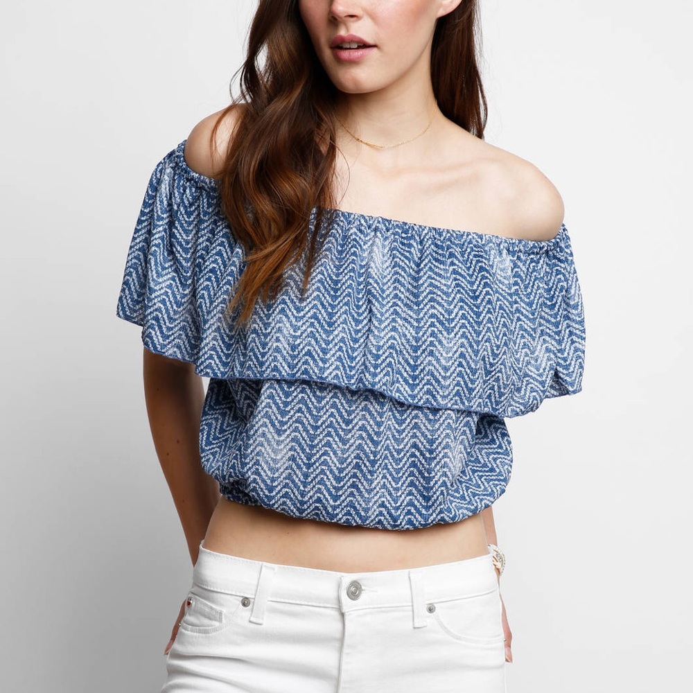 Abbeline Off the Shoulder Chevron Blouse